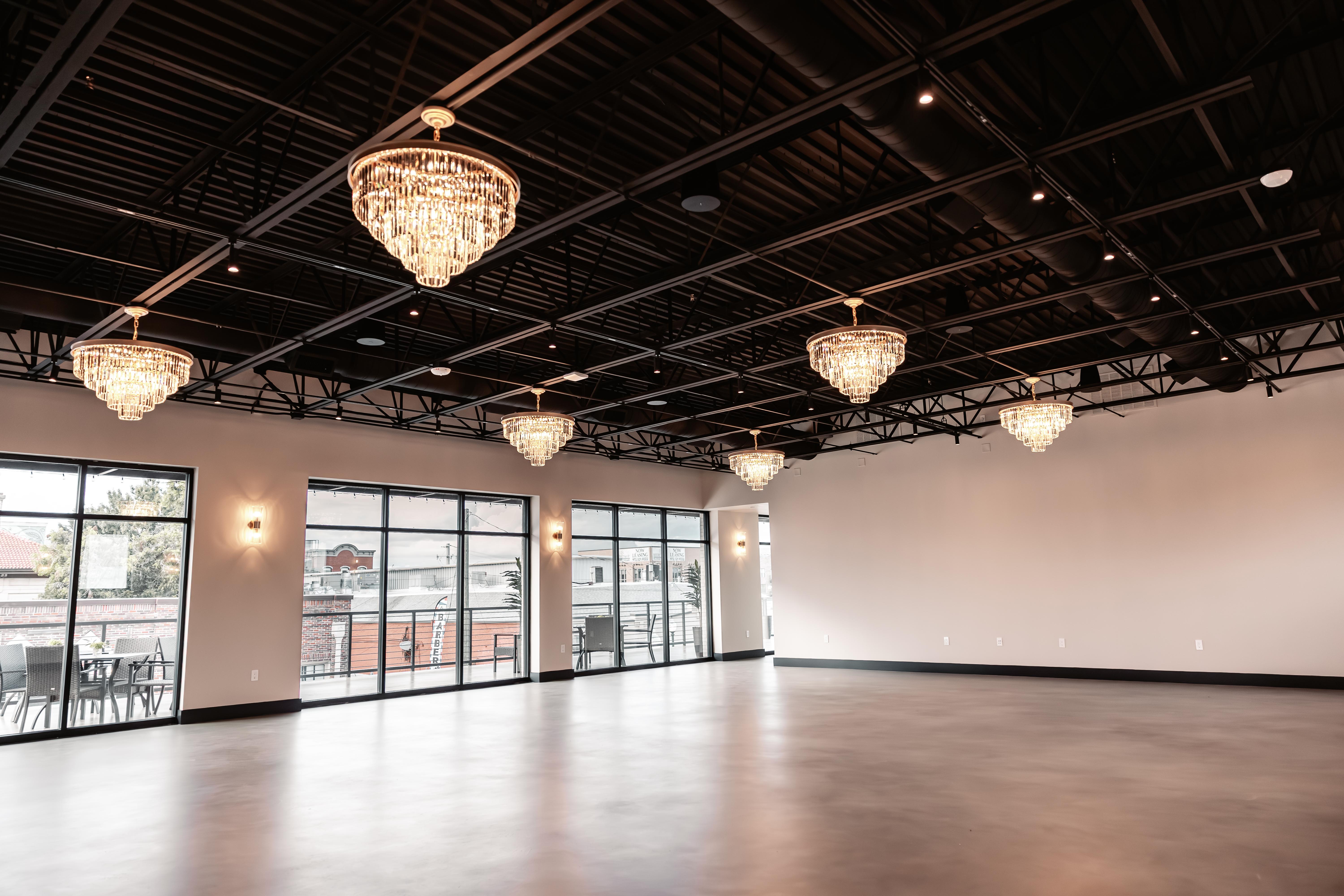 Open floor plan corporate event space at The Chestnut Hall in McKinney, Texas